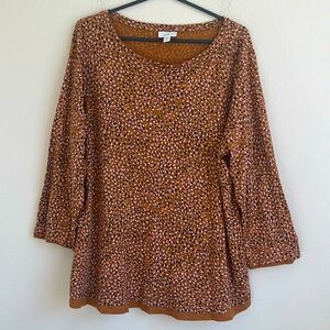 J Jill Brown Cotton Modal Long Sleeves Tee